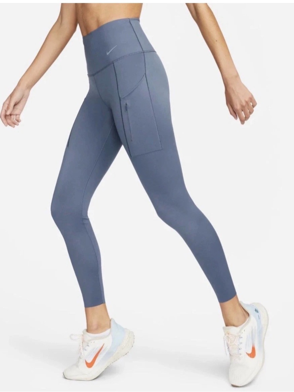 Nike Go Dry-Fit High Waist Leggings Blue/Purple Pockets Medium 25 Inseam